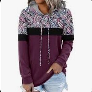 Source Unknown Paisley Women's Hoodie - Purple and Black